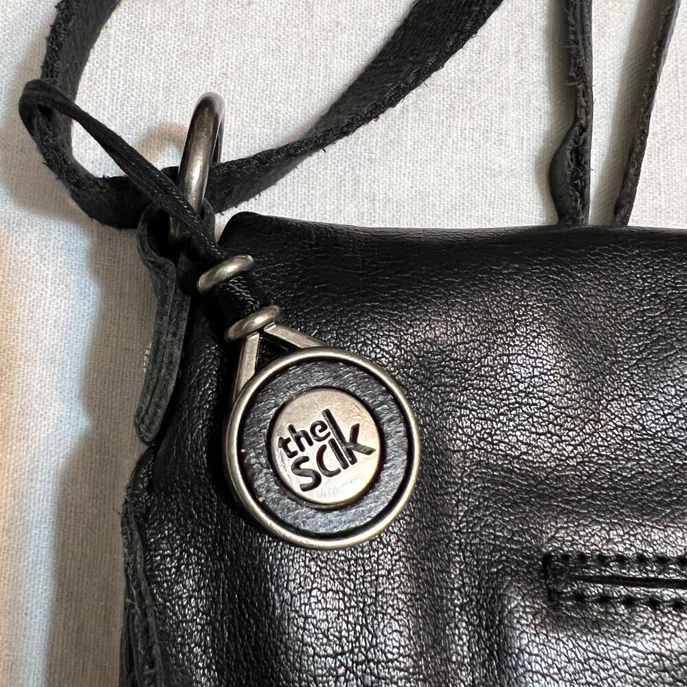 The Sak Leather Crossbody Bag Black Studded Boho Zip Top Adjustable Strap - Picture 3 of 14